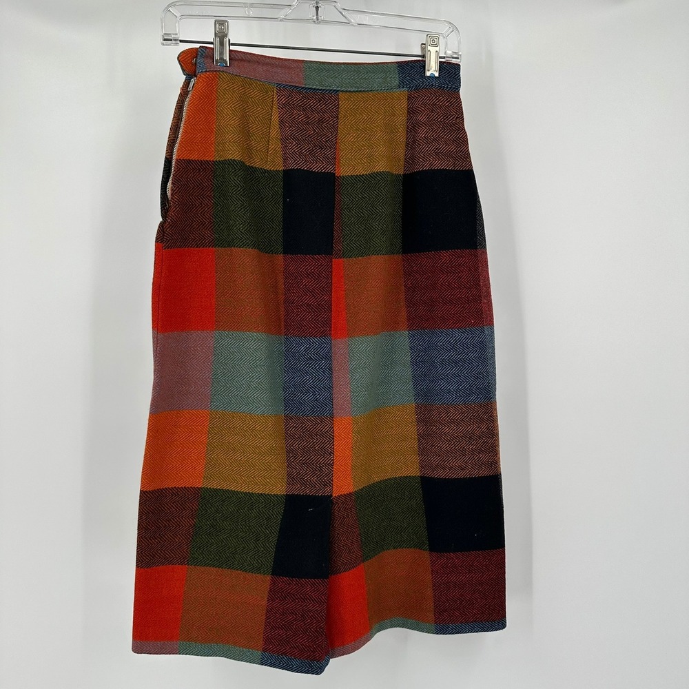 Womens Cottagecore Wool Patchwork Plaid Midi Skir… - image 2